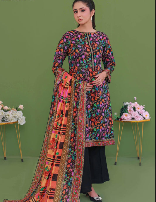 Leaf Inlay 3 Piece Unstitched Lawn [ D-01 ]