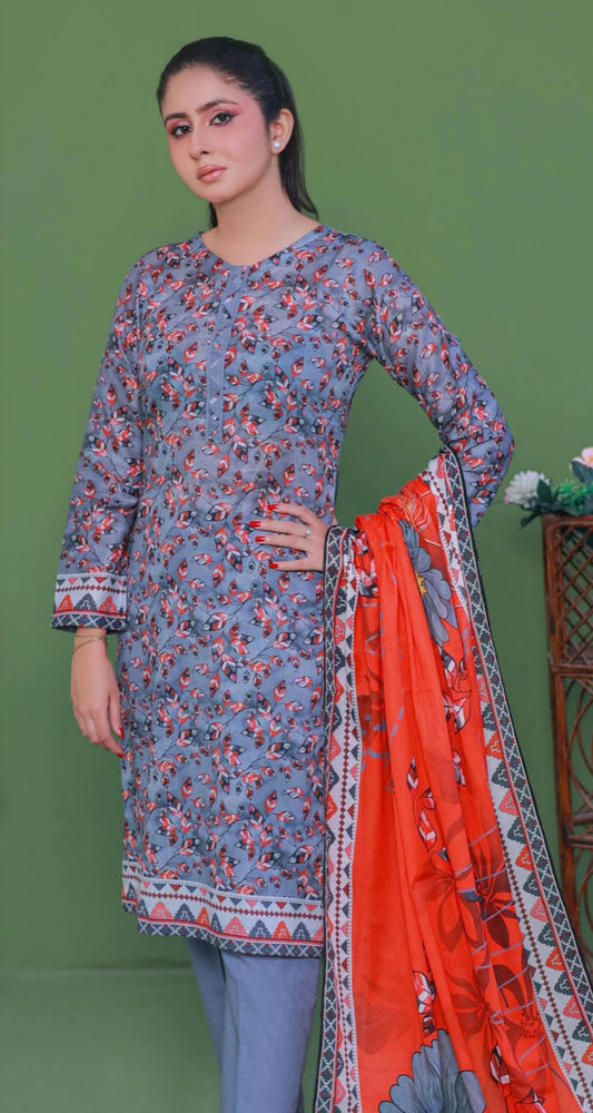 Leaf Inlay 3 Piece Unstitched Lawn [ D-02 ]