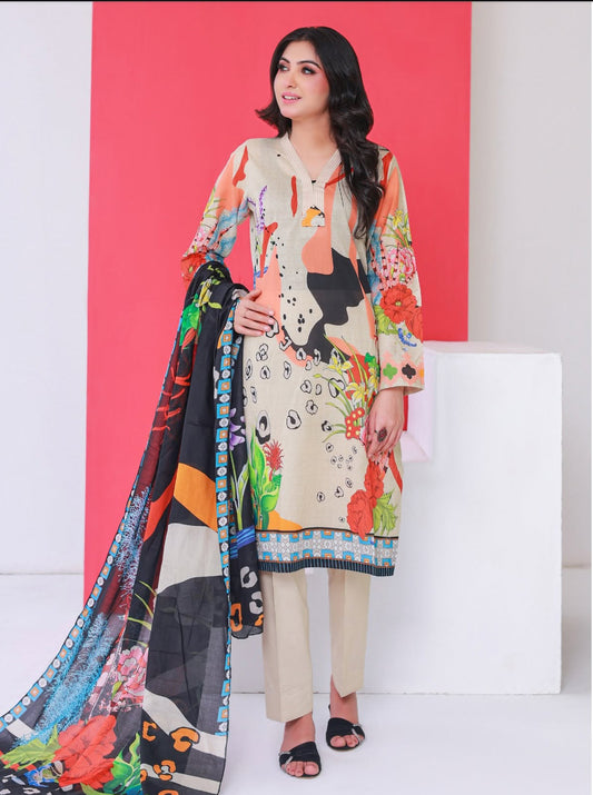 Rangeen 3 Piece Unstitched Lawn Suit [ D-02 ]