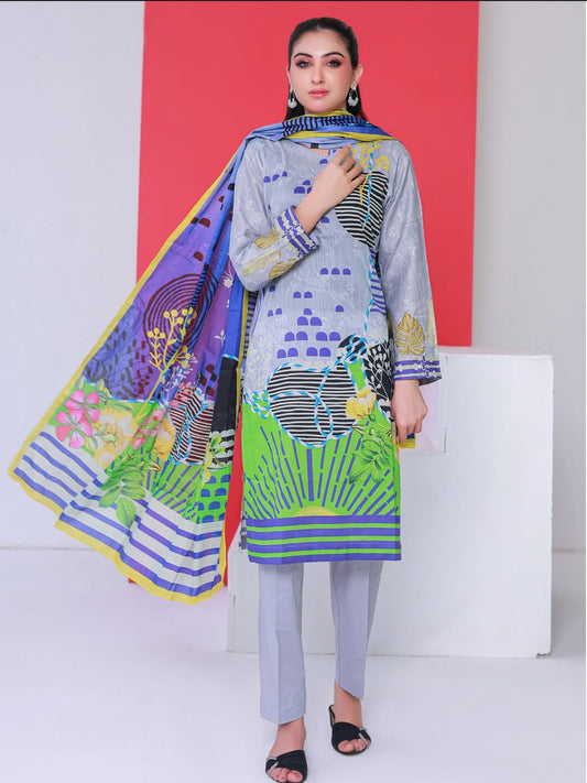 Rangeen 3 Piece Unstitched Lawn Suit [ D-03 ]