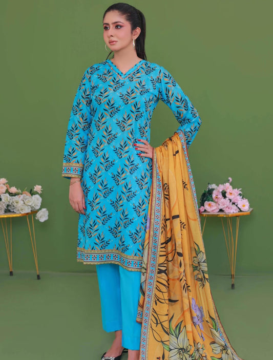 Leaf Inlay 3 Piece Unstitched Lawn [ D-03 ]