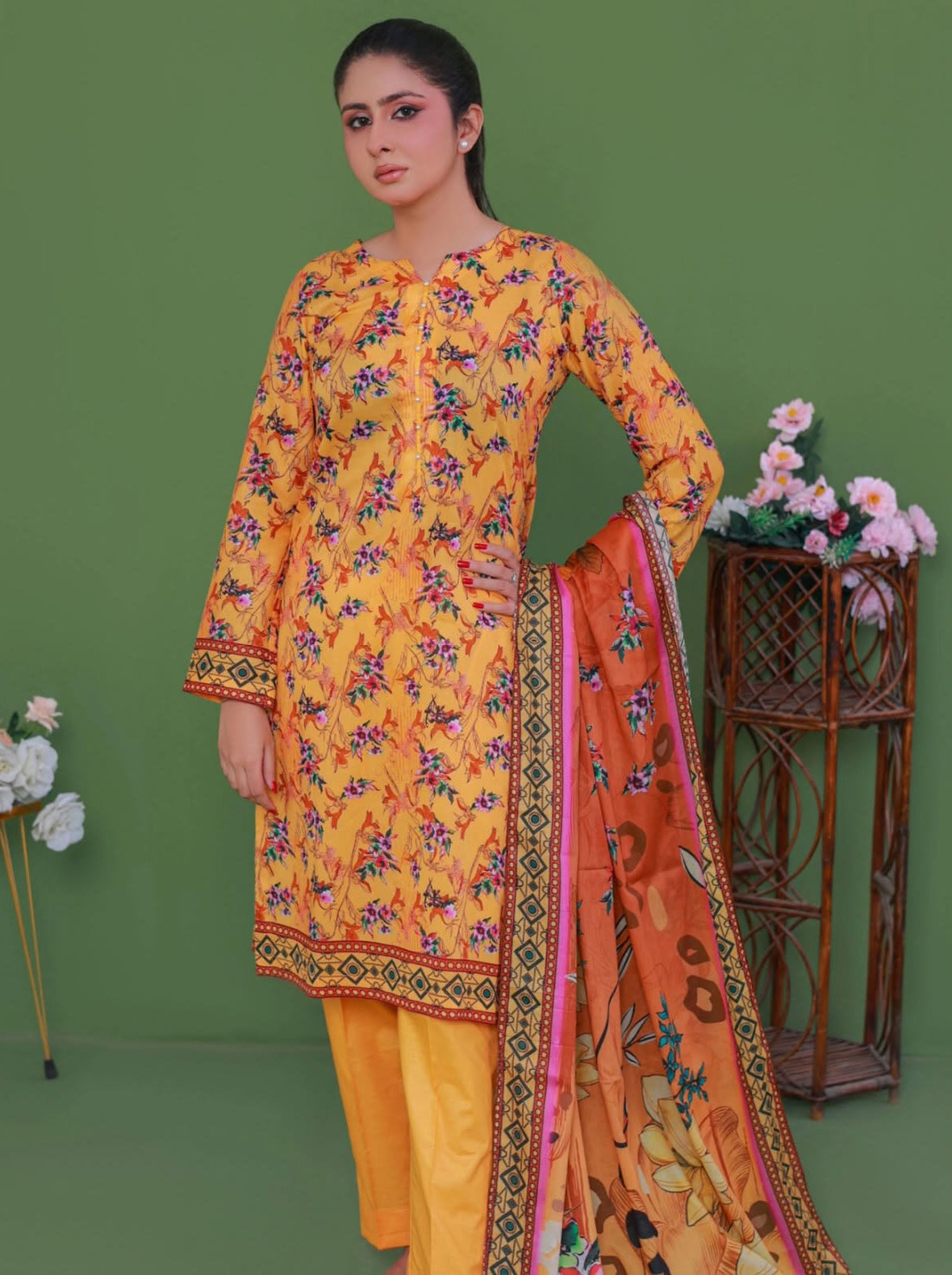 Leaf Inlay 3 Piece Unstitched Lawn [ D-06 ]