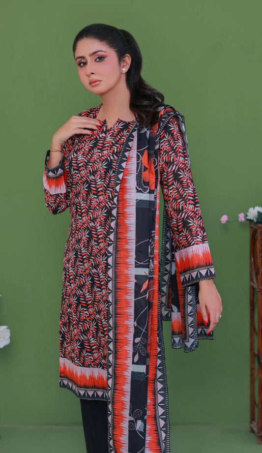 Leaf Inlay 3 Piece Unstitched Lawn [ D-07 ]