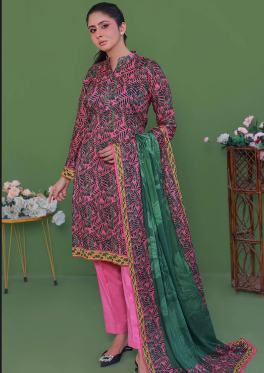 Leaf Inlay 3 Piece Unstitched Lawn [ D-08 ]