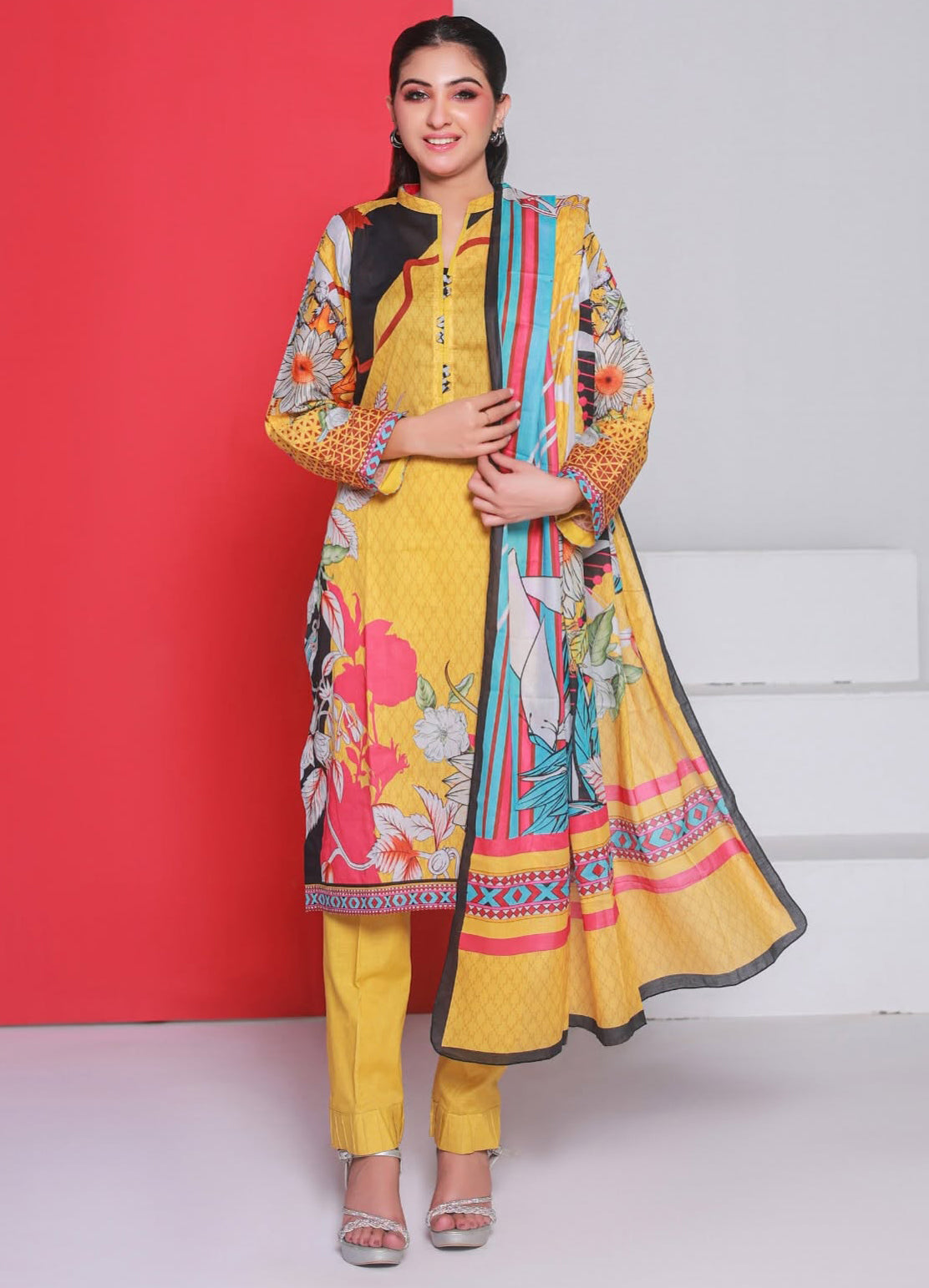 Rangeen 3 Piece Unstitched Lawn Suit [ D-09 ]