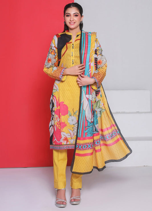 Rangeen 3 Piece Unstitched Lawn Suit [ D-09 ]